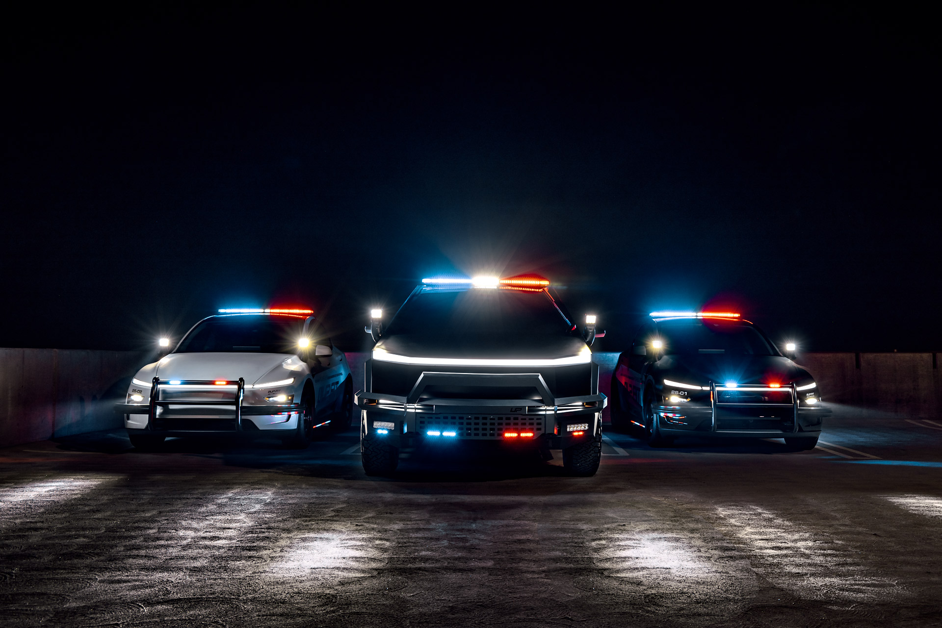 UP.FIT Patrol Cybertruck fleet — night operations